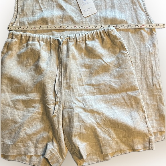 Linen Tales “Verbena” mélange linen pj set/cinch shorts & sleeveless top - NWT - Picture 12 of 16